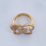 Anillo Mariposa En Relieve 5.1gr / T6 1/2 / Dos Oros Amarillo Blanco 18K &