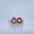 Anillo Pareja Corazones 2.35gr / T7 1/4 / Dos Oros Amarillo Blanco 18K &