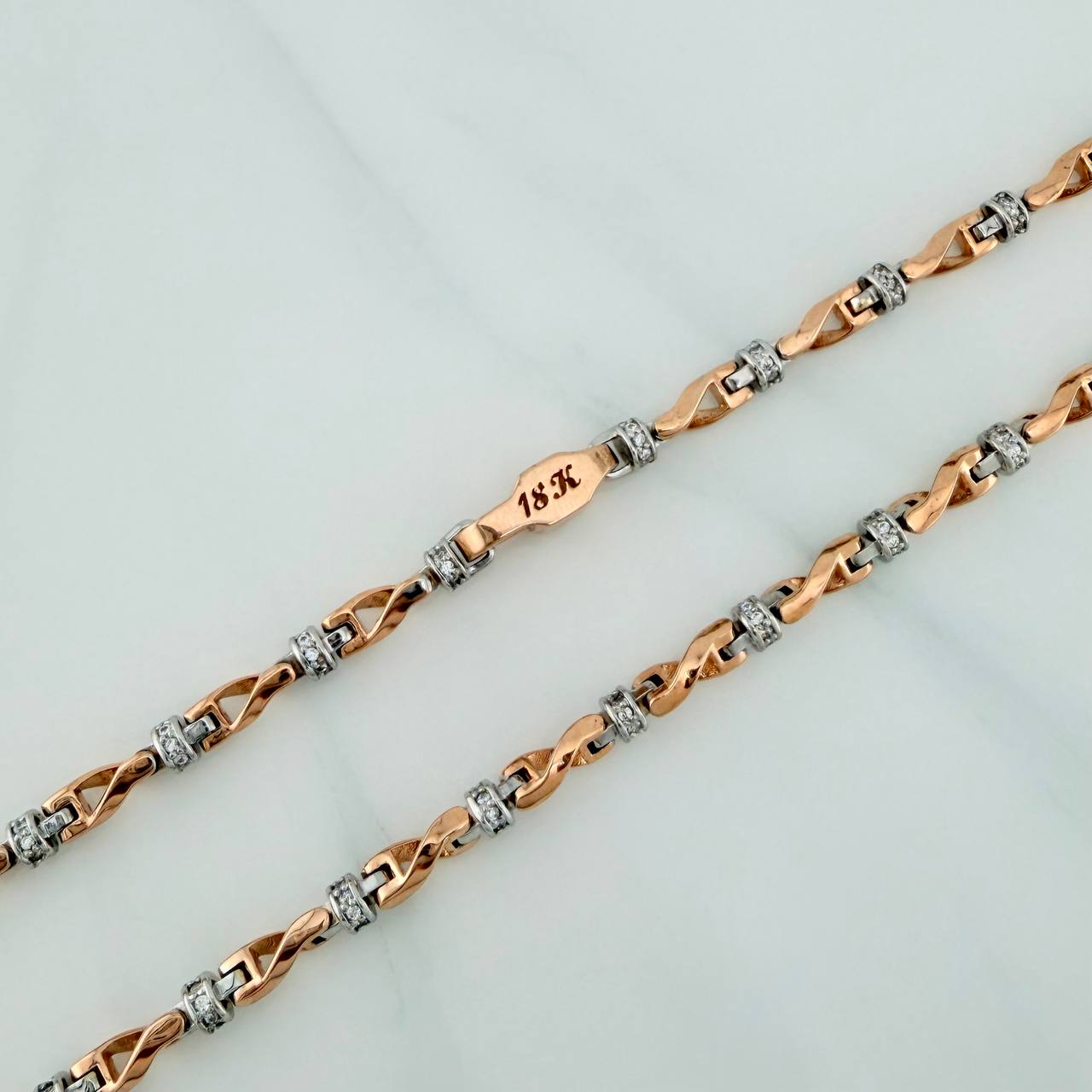 Cadena Rustica Nautilius 51.6gr / 70.6cm / 4.2mm Dos Oros Blanco Rosa 18K $