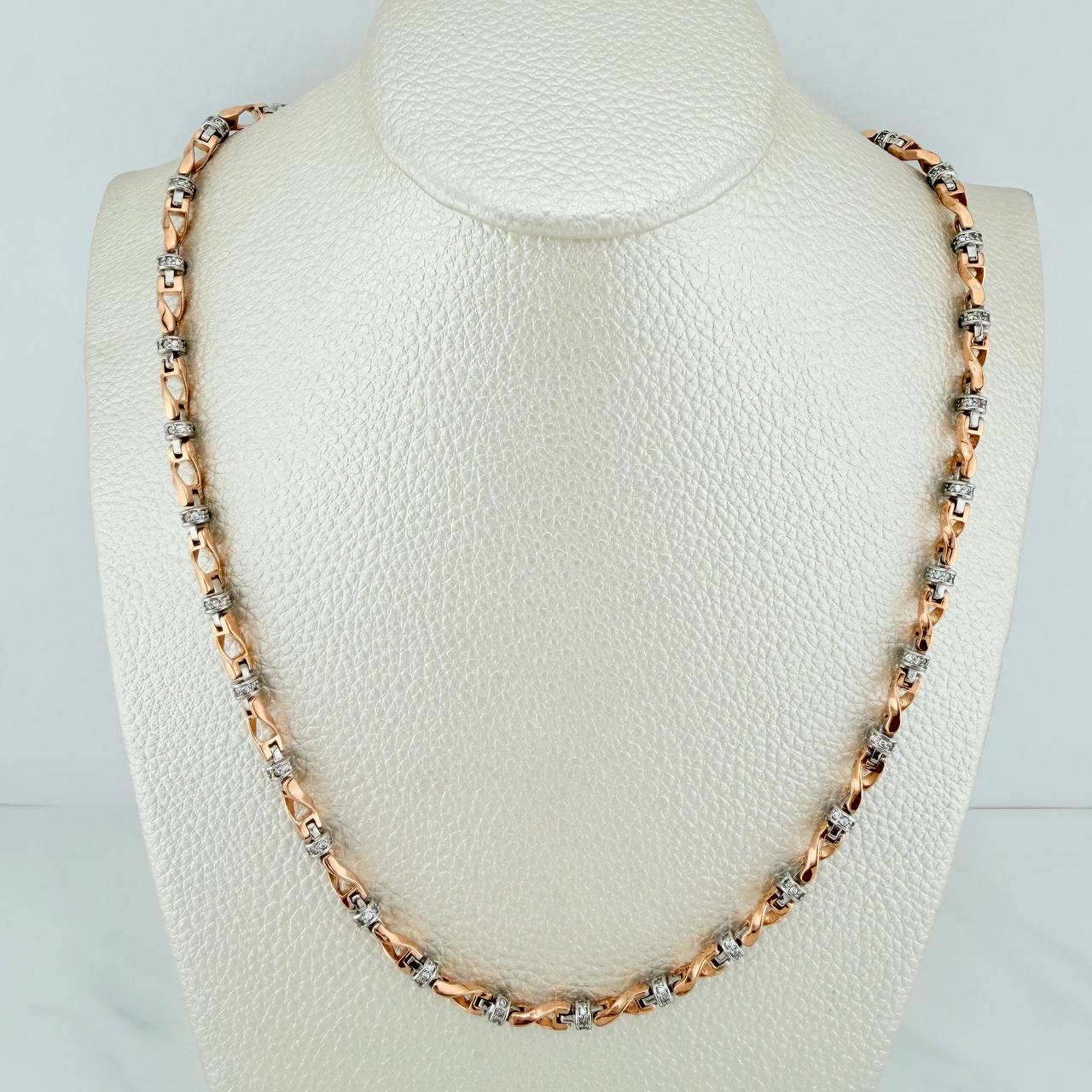 Cadena Rustica Nautilius 51.6gr / 70.6cm / 4.2mm Dos Oros Blanco Rosa 18K $