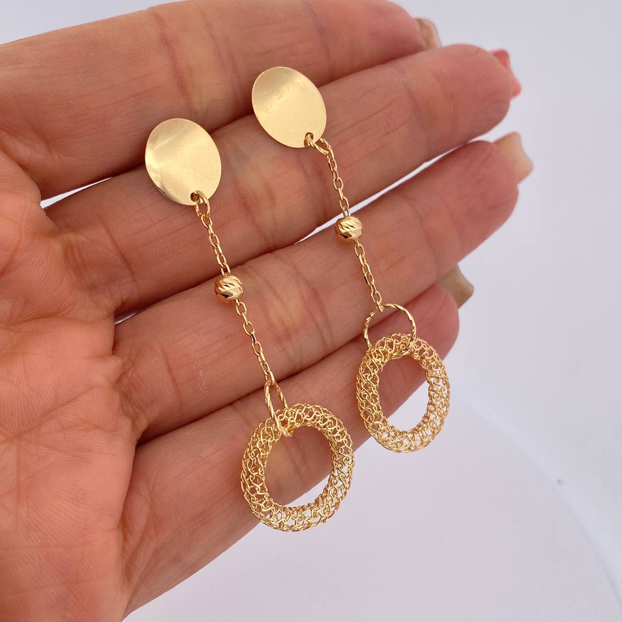 Topos Aretes Aros Circulos 3.8gr / 6cm / +4Oro 18K $