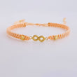 Pulsera Tejida Rosa Infinito Bolas Diamantadas Oro Amarillo 18K