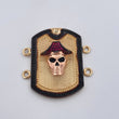 Herraje Placa Calavera 9.5gr / 3.5cm / Circones Fucsias Negro Dos Oros Negro Amarillo 18K &