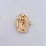 Herraje Virgen Guadalupe 4.95gr / 2.6cm / Circones Verdes Fucsias Blancos Oro Amarillo 18K &