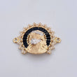 Herraje Rostro Jesus Aureola 6.45gr / 2.3cm / Circones Blancos Negros Dos Oros Amarillo Blanco 18K &