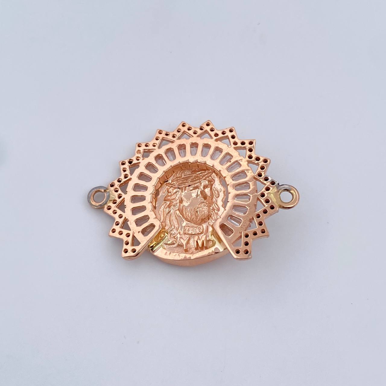 Herraje Rostro Jesus Aureola 6.5gr / 2.3cm / Circones Blancos Negros Dos Oros Blanco Rosa 18K &