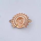 Herraje Rostro Jesus Aureola 6.5gr / 2.3cm / Circones Blancos Negros Dos Oros Blanco Rosa 18K &