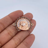 Herraje Rostro Jesus Aureola 6.5gr / 2.3cm / Circones Blancos Negros Dos Oros Blanco Rosa 18K &