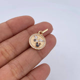 Dije San Miguel Arcangel 2.35gr / 2.2cm / Circones Blancos Tres Oros 18K &