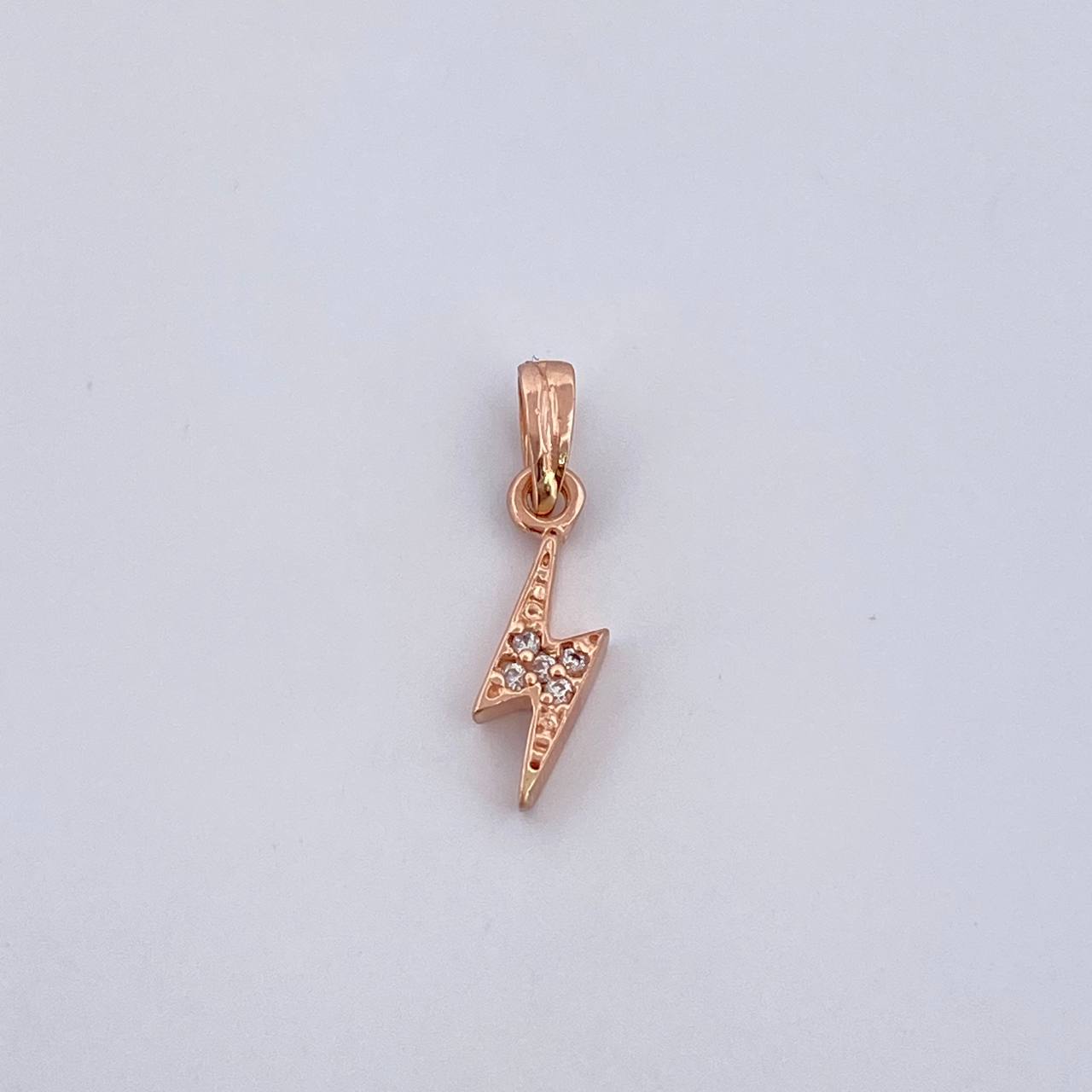 Dije Rayo 0.55gr / 1.7cm / Circones Blancos Oro Rosa 18K &