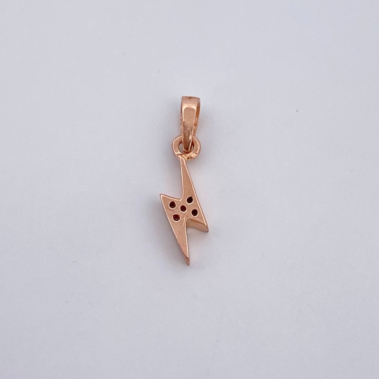 Dije Rayo 0.55gr / 1.7cm / Circones Blancos Oro Rosa 18K &