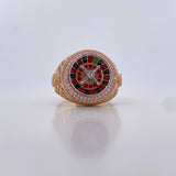 Anillo Ruleta 9.95gr / T9 1/2 / Circones Blancos Tres Oros 18K &