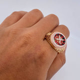 Anillo Ruleta 9.95gr / T9 1/2 / Circones Blancos Tres Oros 18K &