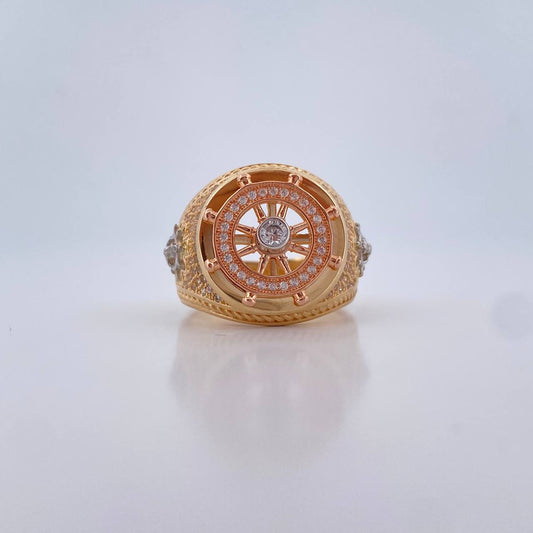 Anillo Timon 10.6gr / T10 / Circones Blancos Tres Oros 18K &