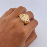 Anillo Virgen Guadalupe 11.1gr / T11 1/2 / Circones Blancos Oro Amarillo 18K &