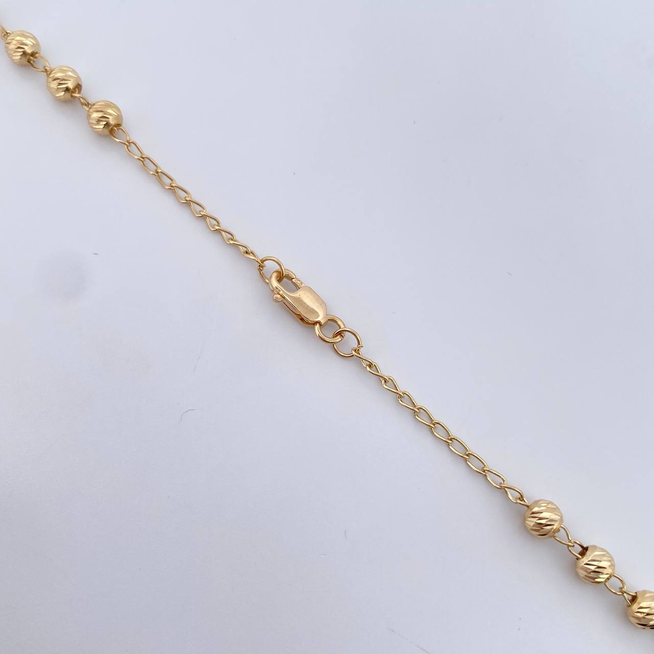 Rosario Virgen Milagrosa 10.85gr / 56.4cm / 4mm Balin Diamantado Oro Amarillo 18K &