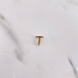 Dije Letra T 0.25gr / 0.8cm / Circones Colores Oro Amarillo 18K $