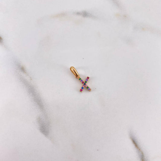Dije Letra X 0.55gr / 1.6cm / Circones Colores Oro Rosa 18K $