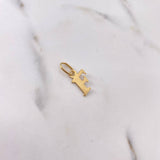 Dije Letra F 0.75gr / 1.9cm / Liso Oro Amarillo 18K #