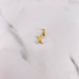Dije Letra X 0.55gr / 1.6cm / Circones Blancos Oro Amarillo 18K $