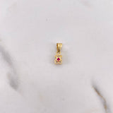 Dije Oso Ts 0.3gr / 1.1cm / Circon Fucsia Oro Amarillo 18K #