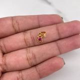 Dije Oso Ts 0.3gr / 1.1cm / Circon Fucsia Oro Amarillo 18K #