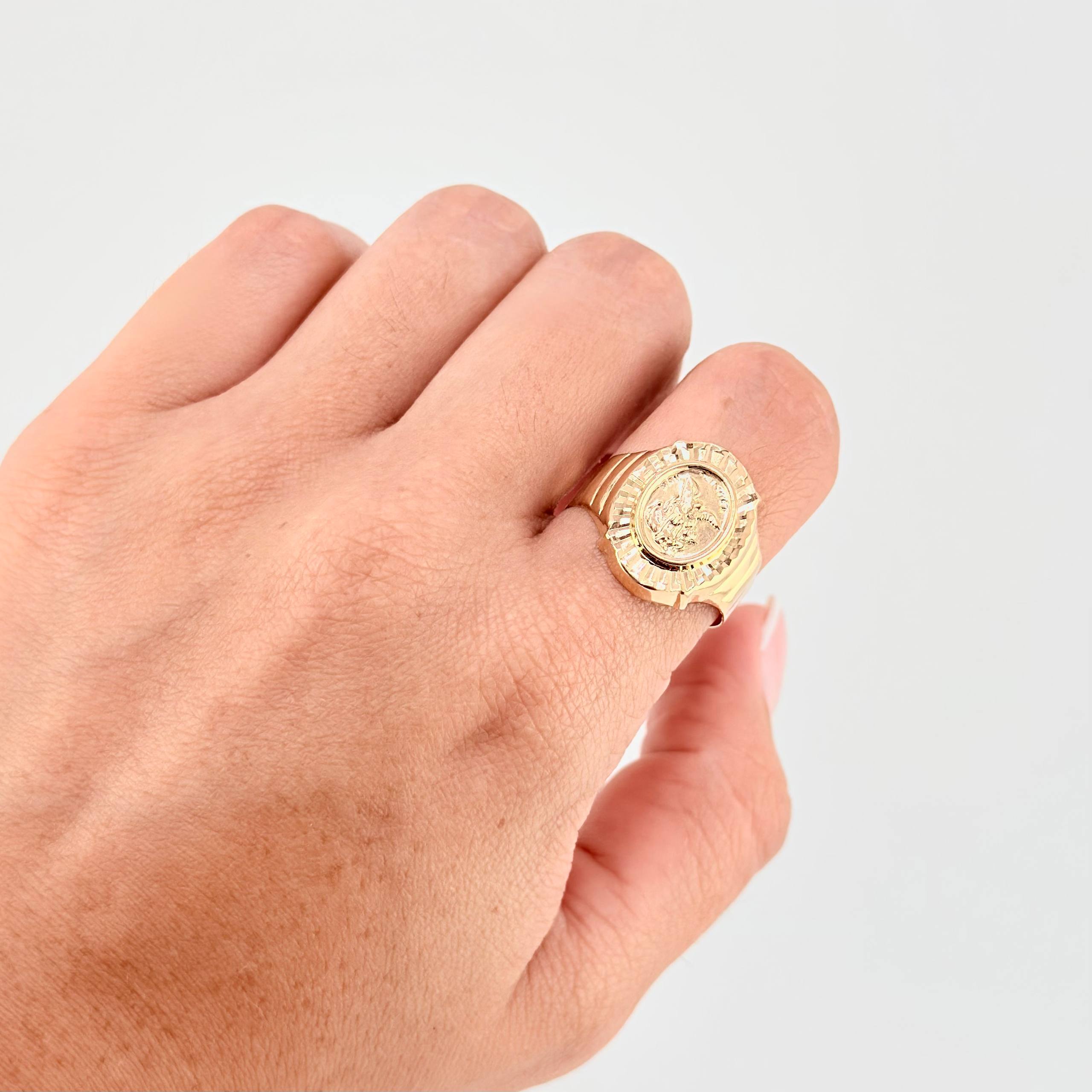 Anillo San Miguel Arcangel 3.5 g / T9 1/2 Oro Amarillo 18K