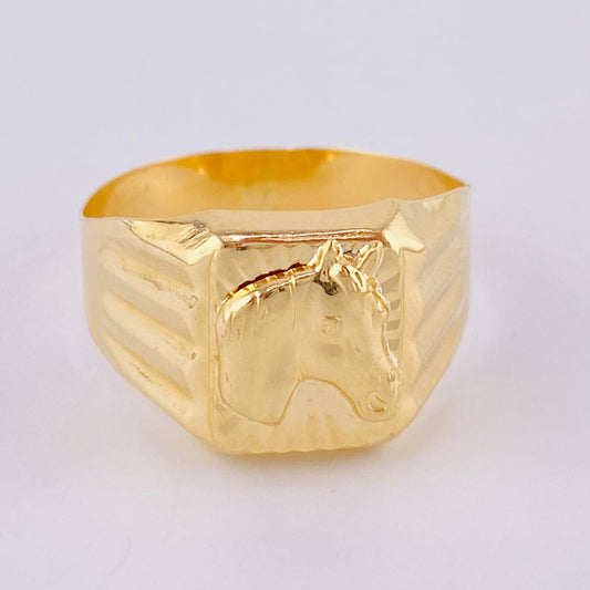 Anillo Sello Caballo Radiante 3.45 g / T11 3/4 Oro Amarillo 18K
