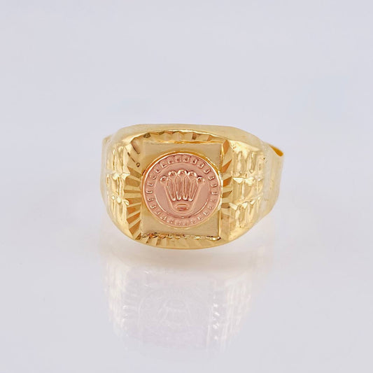 Anillo Corona Real 2.85 g / T10 1/2 Dos Oros Amarillo Rosa 18K