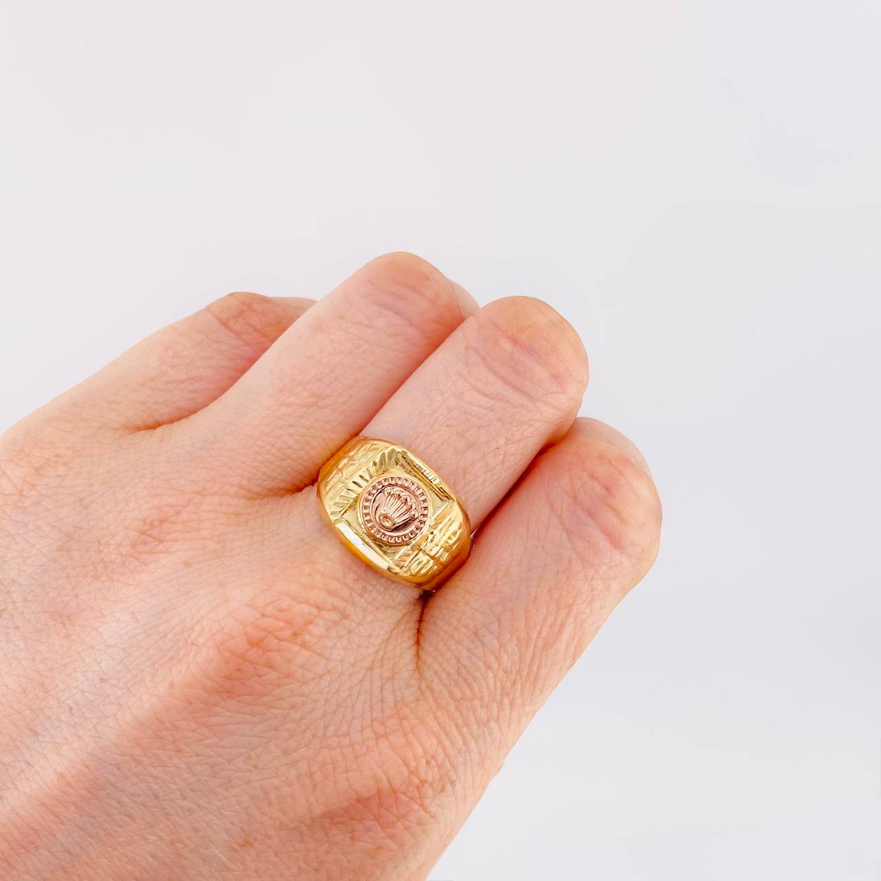 Anillo Corona Real 2.85 g / T10 1/2 Dos Oros Amarillo Rosa 18K