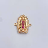 Herraje Virgen Guadalupe 4.75gr / 2.6cm / Circones Verdes Fucsias Blancos Oro Amarillo 18K &