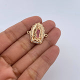 Herraje Virgen Guadalupe 4.75gr / 2.6cm / Circones Verdes Fucsias Blancos Oro Amarillo 18K &