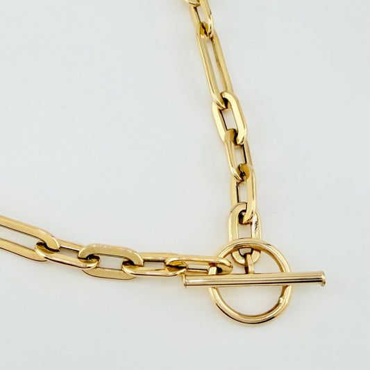 Cadena Paper Clip 12.2gr / 45cm / 6.5mm Oro Amarillo +4 18K ©