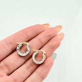 Candongas Rusticas 4gr / 1.5cm / Dos Oros Amarillo Blanco 18K