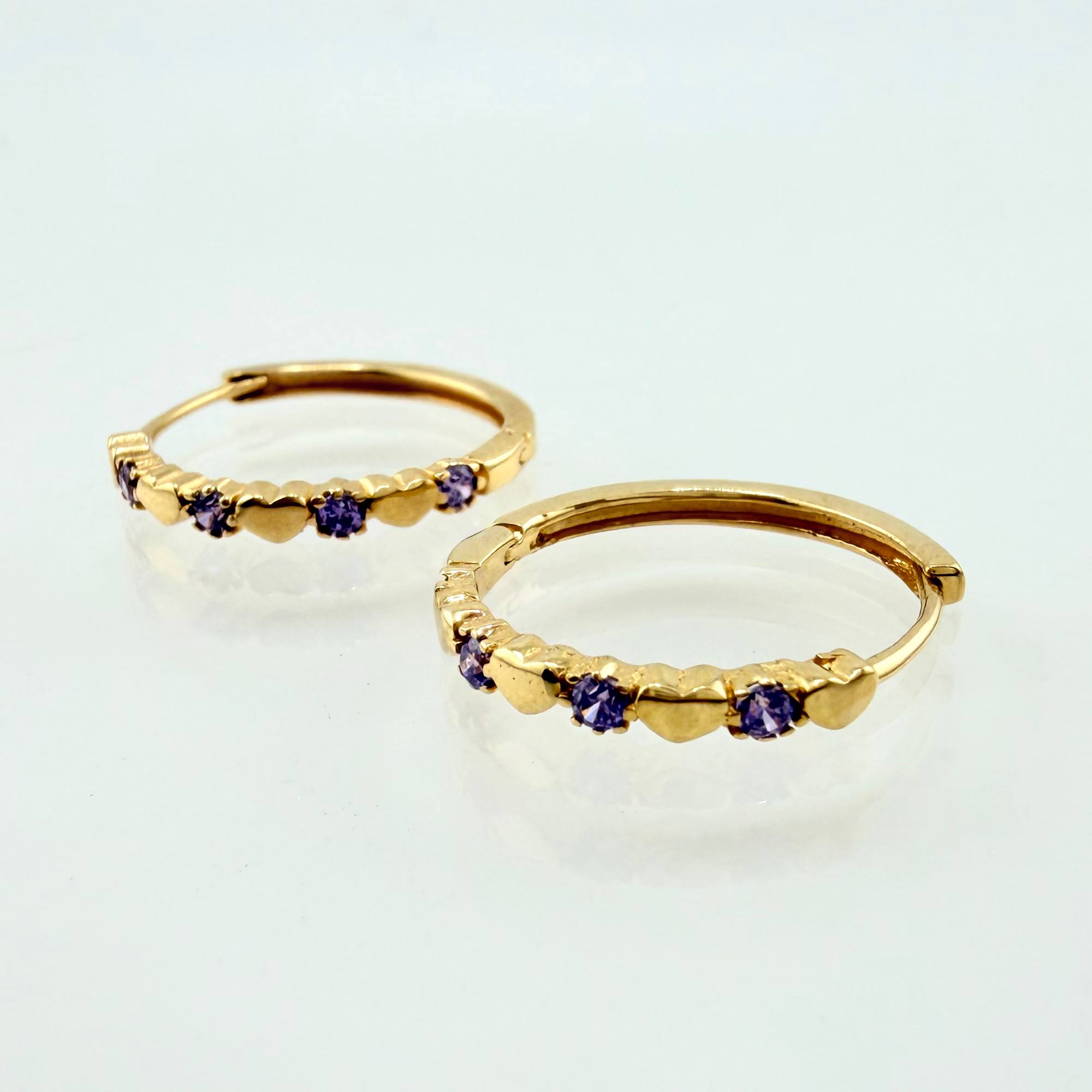 Candongas Corazones Intercalados 2.35gr / 1.8cm / Oro Amarillo 18K