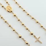 Rosario Virgen Milagrosa Cruz Tupida 5.65gr / 50cm / 3mm 4mm Oro Amarillo 18K