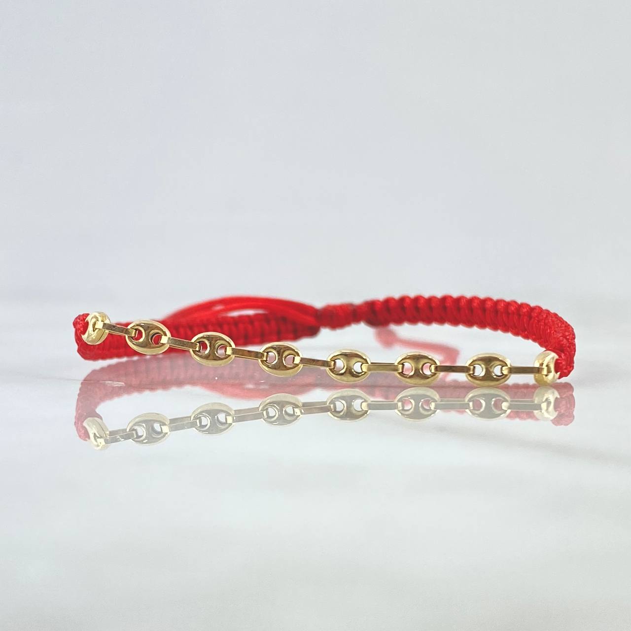Pulsera Roja Retazo GC 0.8gr / Liso Oro Amarillo 18K ©