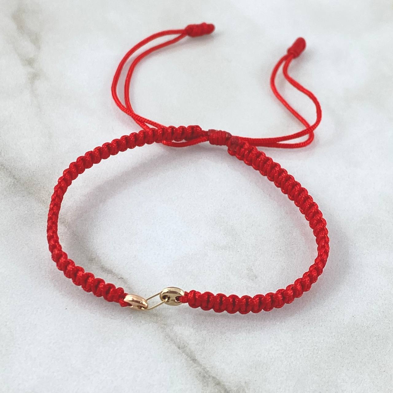 Pulsera Roja Retazo GC 0.3gr / Liso Dos Oros Amarillo Rosa 18K ©