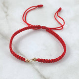 Pulsera Roja Retazo GC 0.3gr / Liso Dos Oros Amarillo Rosa 18K ©