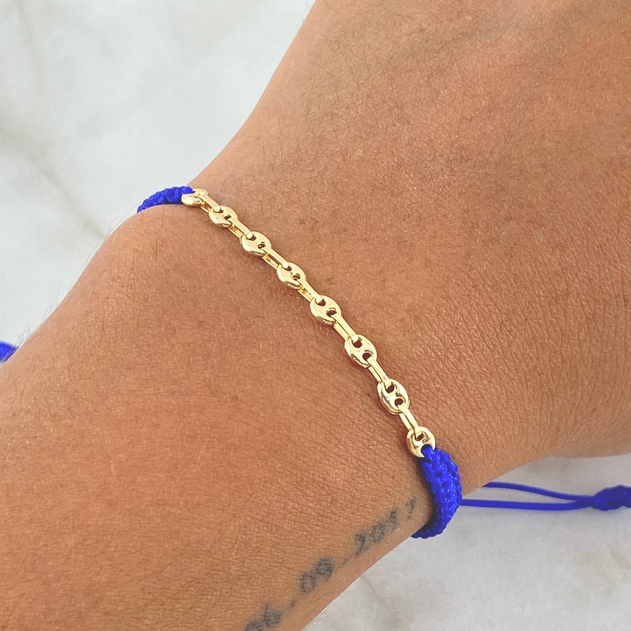 Pulsera Azul Retazo GC 0.9gr / Liso Oro Amarillo 18K ©