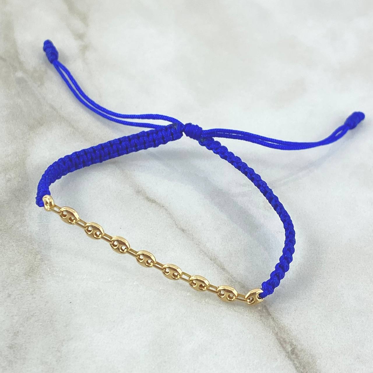 Pulsera Azul Retazo GC 0.8gr / Liso Oro Amarillo 18K ©
