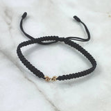 Pulsera Negra Retazo GC 0.4gr / Liso Dos Oros Amarillo Rosa 18K ©