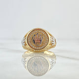Anillo Sello Corona Rx 6.4gr / T10 / Circones Blancos Dos Oros Amarillo Blanco 18K ©