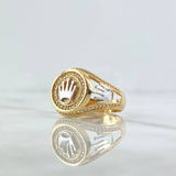 Anillo Sello Corona Rx 6.4gr / T10 / Circones Blancos Dos Oros Amarillo Blanco 18K ©