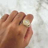 Anillo Sello Corona Rx 6.4gr / T10 / Circones Blancos Dos Oros Amarillo Blanco 18K ©