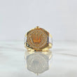 Anillo Sello Corona Rx 11.8gr / T10 / Circones Blancos Dos Oros Amarillo Blanco 18K ©