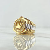 Anillo Sello Corona Rx 11.8gr / T10 / Circones Blancos Dos Oros Amarillo Blanco 18K ©