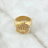 Anillo Sello Corona Rx 11.8gr / T10 / Circones Blancos Dos Oros Amarillo Blanco 18K ©