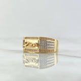 Anillo Sello Dios 8gr / T10 / Circones Blancos Dos Oros Amarillo Blanco 18K ©