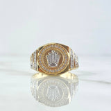 Anillo Sello Corona Rx 6.45gr / T9 1/4 / Circones Blancos Dos Oros Amarillo Blanco 18K ©